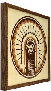 Chief Illiniwek Marquetry Side Angle
